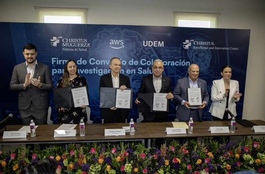 UDEM firma convenio de investigación médica con Amazon y Sistema de Salud Muguerza 